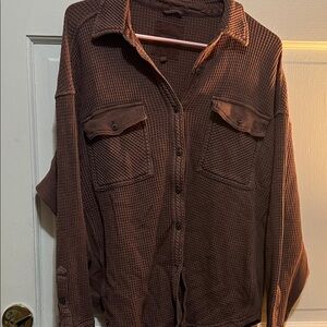 Aerie Dark Brown Waffle Knit Top